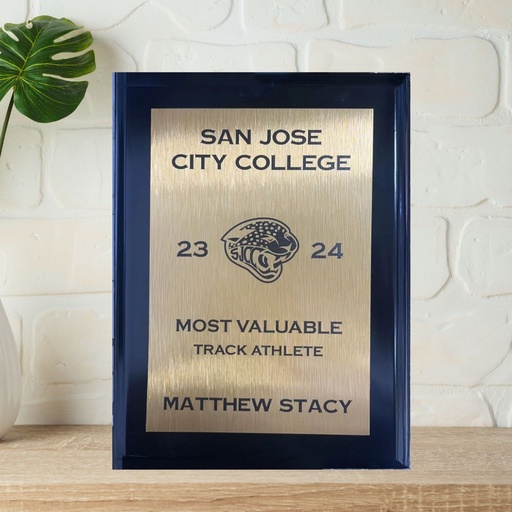 [PA2000-68] Wooden Plaque Award - Heat infused Silver or Gold 6" x 8". PA2000-68