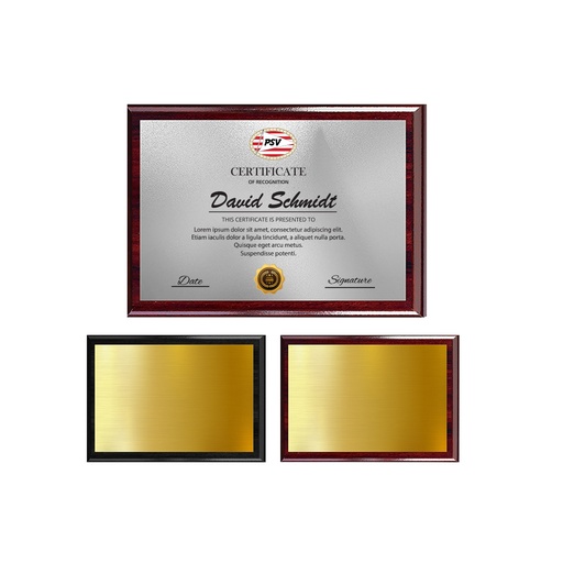 [PA2000-57] Wooden Plaque Award - Heat infused Silver or Gold 5" x 7". PA2000-57