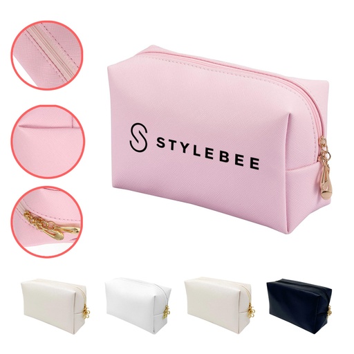 Chic Leatherette Cosmetic Toiletry Bag with Elegant Gold Zippers. CS2244