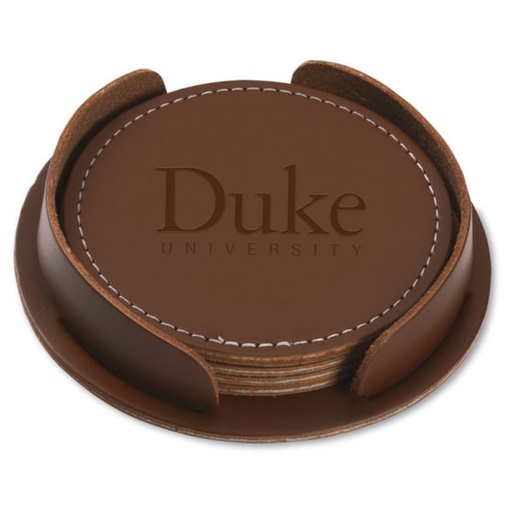 [CS3953] Washington Round 4 Piece Leather Coaster Set. CS3953