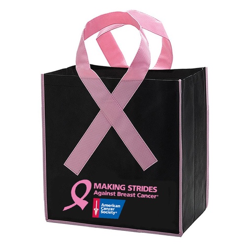 [BCA4721] Pink Ribbon Non-Woven Shopping Tote Bag Breast Cancer Awareness - 12" x 12" x 4". BCA4721