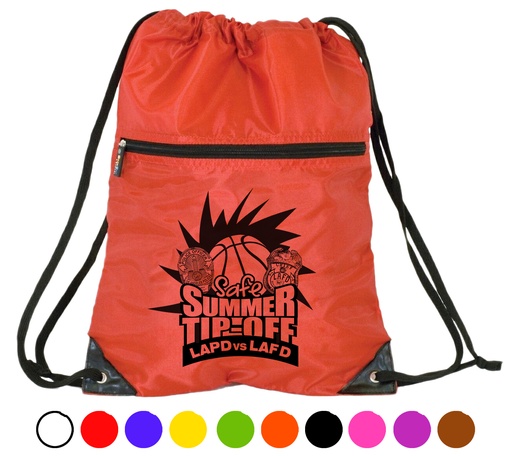 [DB8091] Athletic Drawstring Backpack W/ Front Zipper. DB8091