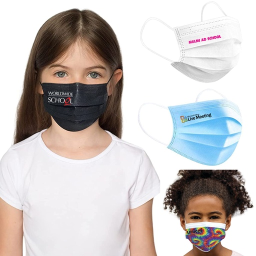 [CV4955] Custom Printed 3 Ply Disposable Face Mask - Youth Size. CV4955